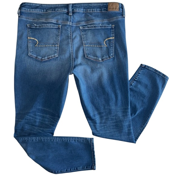 American Eagle Women’s Stretchy High Rise Ripped Distressed Skinny Jegging Jean - Picture 5 of 16